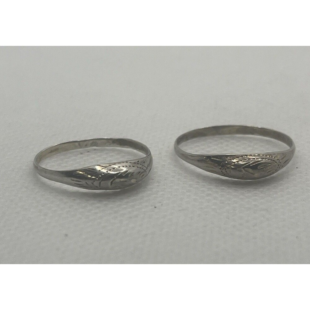 925 Sterling Silver Etched Domed Shield Statement 2 Rings Sizes 16mm 5.5 18mm7.5
